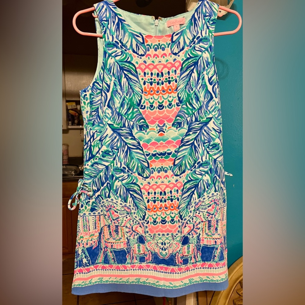 Lilly Pulitzer Blue and Green Patterned Dress w/Shorts Underneath - Picture 15 of 17